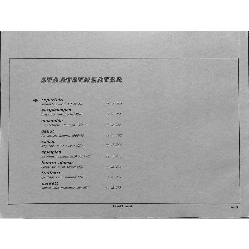 Notenbild für UE 15760 - REPERTOIRE - SZENISCHES KONZERTSTUECK 1970