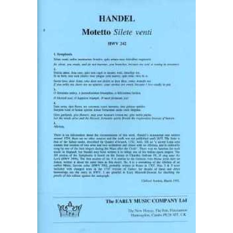 Titelbild für KINGS 254-SC - Silete venti (Motette) HWV 242