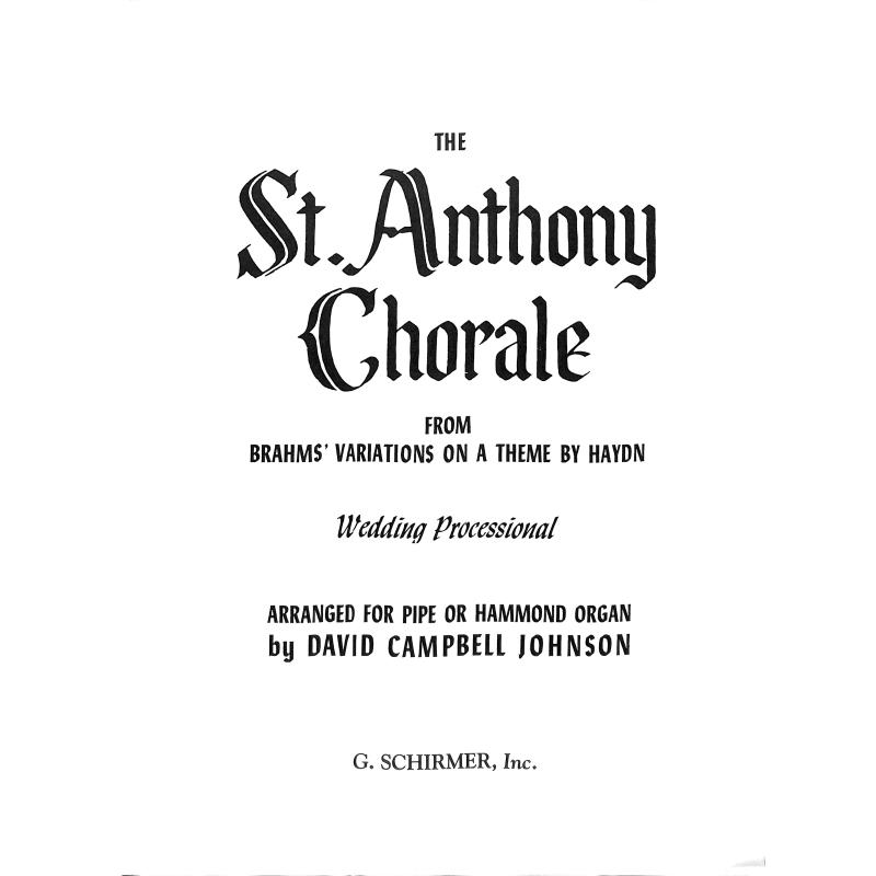 Titelbild für GS 28814 - ST ANTHONY CHORALE (ANTONIUS CHORAL)