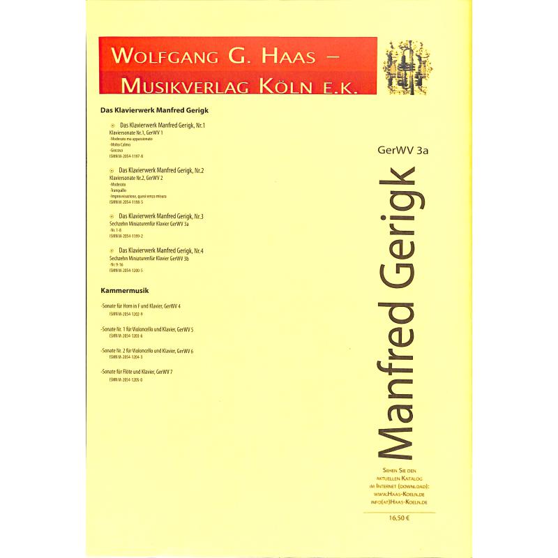 Notenbild für HAAS 1199-2 - MINIATUREN 1-8 GERWV 3A