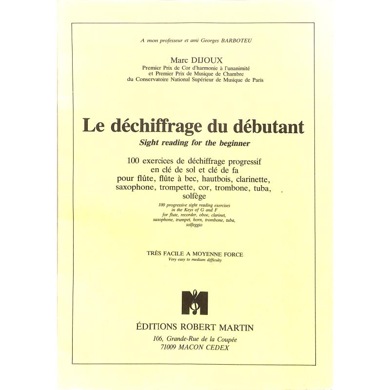 Titelbild für MARTIN 113 - LE DECHIFFRAGE DU DEBUTANT - 100 EXERCICES