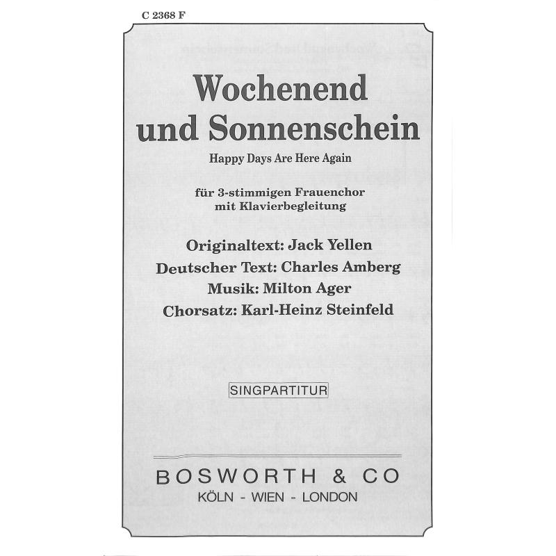 Titelbild für BOE -C2368F - WOCHENEND + SONNENSCHEIN