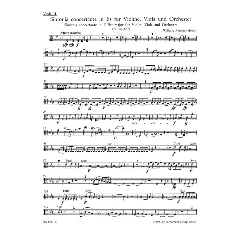 Titelbild für BA 4900-80 - Sinfonia concertante Es-Dur KV 364 (320d)