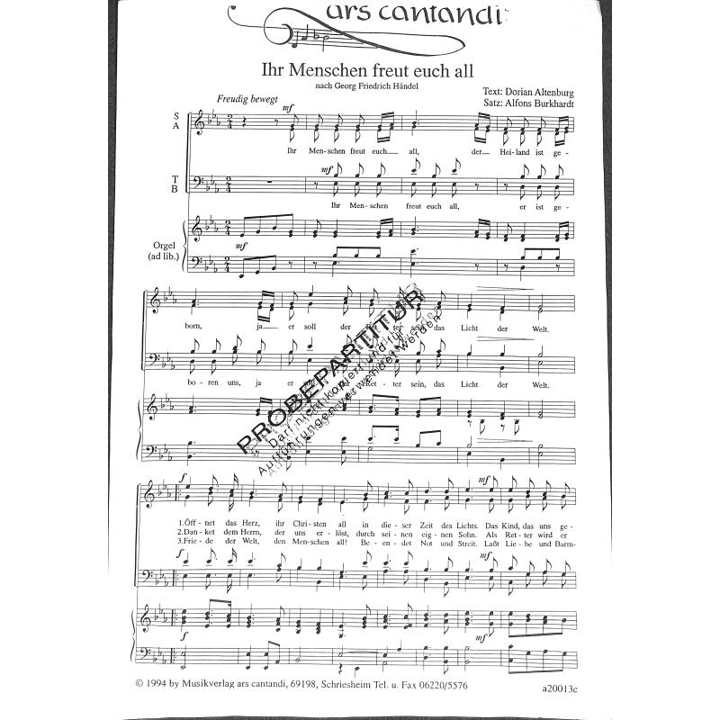 Titelbild für CANTANDI 20013 - IHR MENSCHEN FREUT EUCH ALL