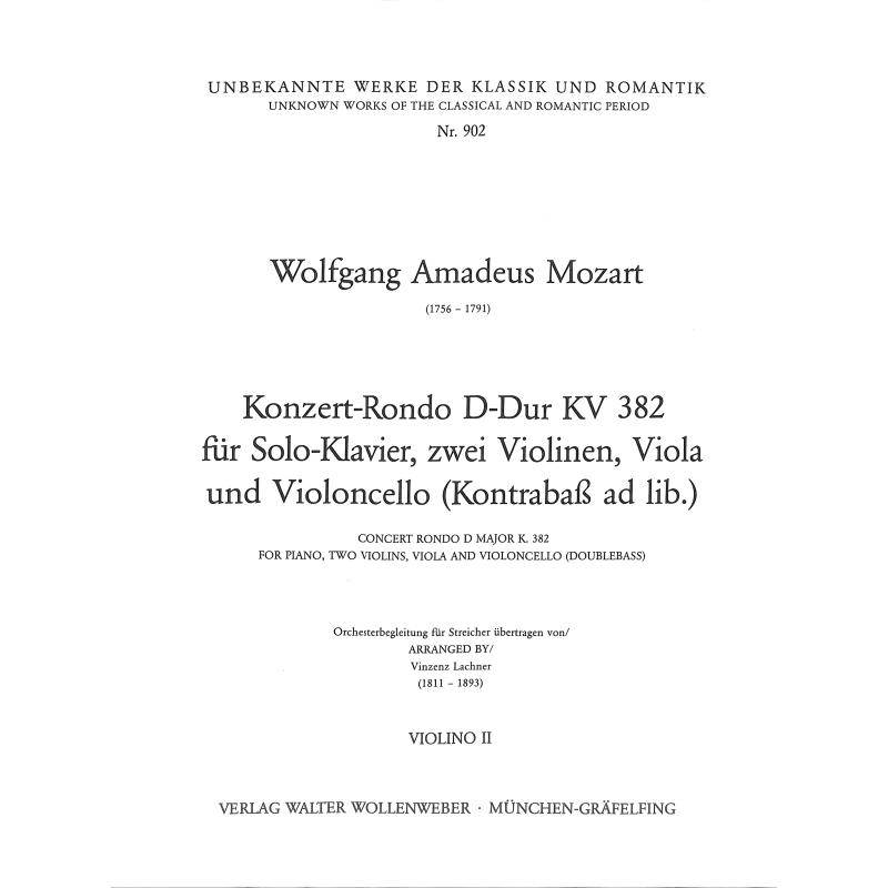 Titelbild für WW 902-VL2 - RONDO 1 D-DUR KV 382