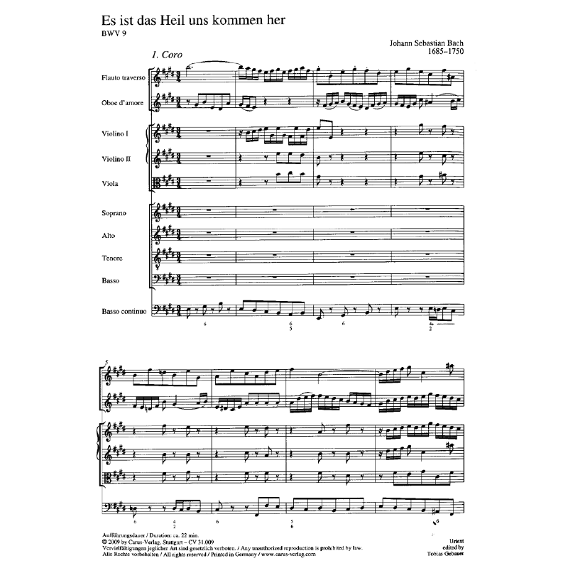 Titelbild für CARUS 31009-00 - KANTATE 9 ES IST DAS HEIL UNS KOMMEN HER BWV 9