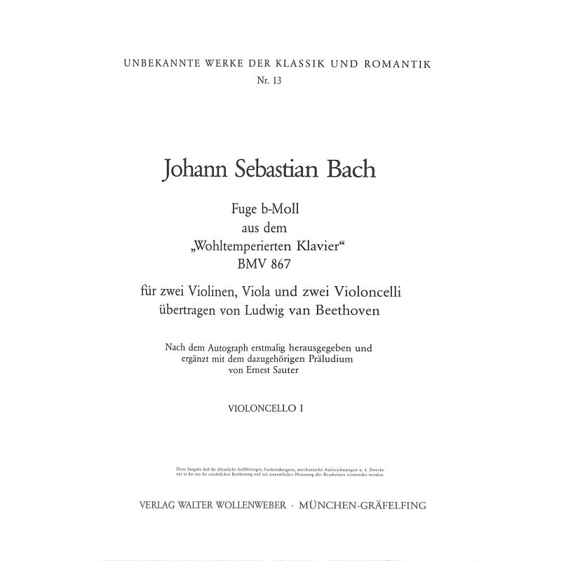 Titelbild für WW 913-VC1 - FUGE B-MOLL (WOHLTEMPERIERTES KLAVIER BWV 867)