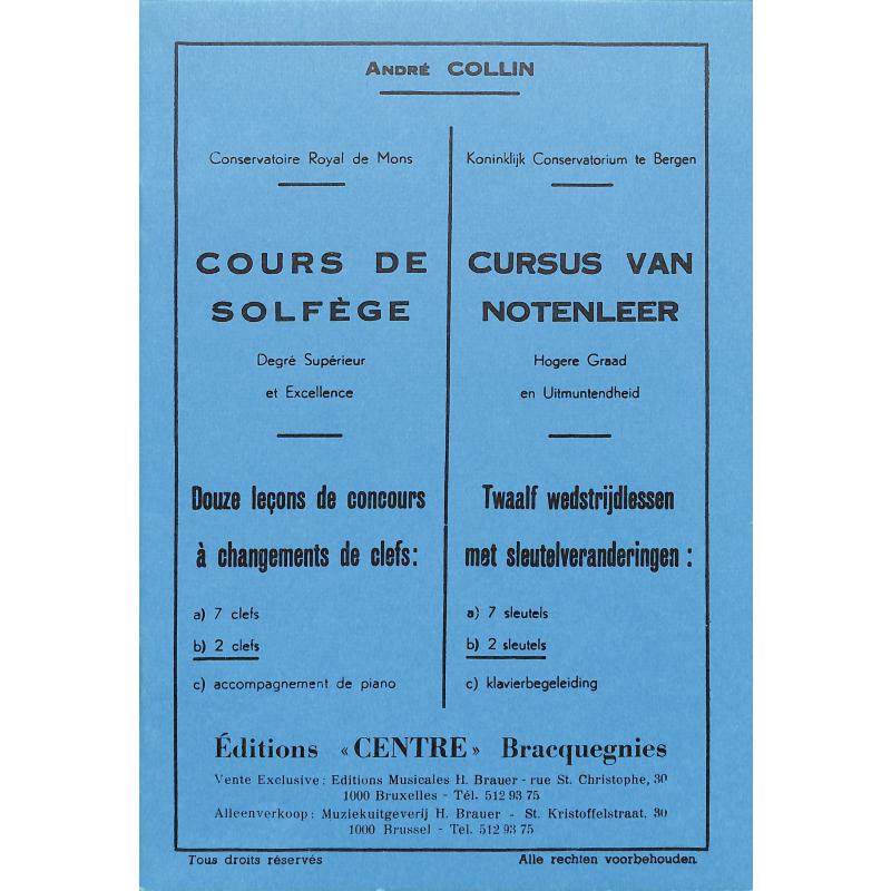 Titelbild für BRAUER 01 - COURS DE SOLFEGE A 2 CLEFS