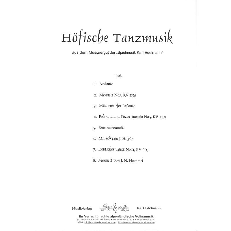 Notenbild für EDELMANN 9952 - HOEFISCHE TANZMUSIK