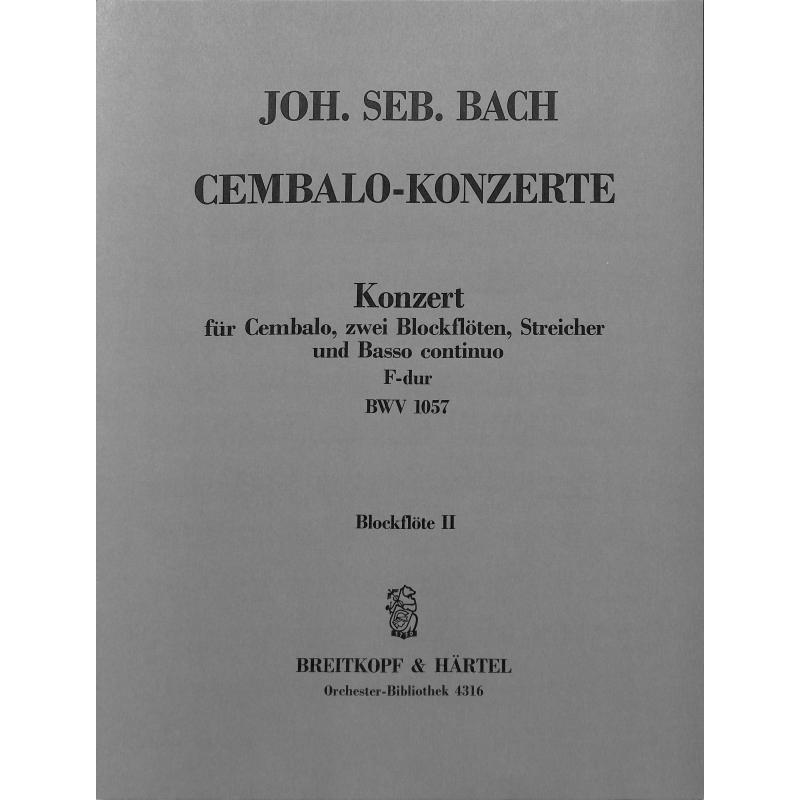 Titelbild für EBOB 4316-BFL2 - KONZERT F-DUR BWV 1057 - CEMB 2 BFL STR BC