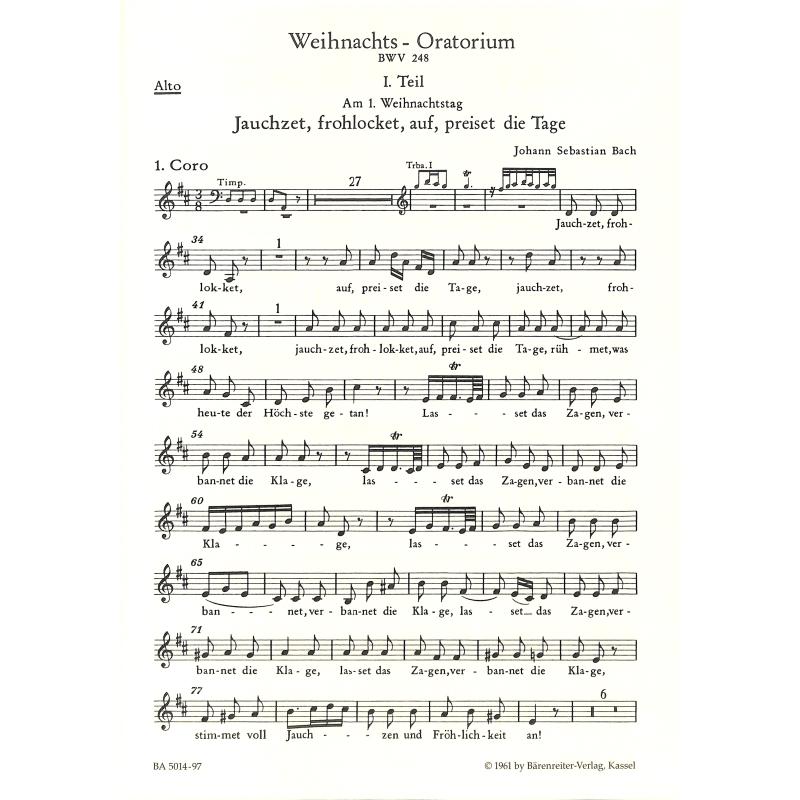 Titelbild für BA 5014-97 - Weihnachtsoratorium BWV 248