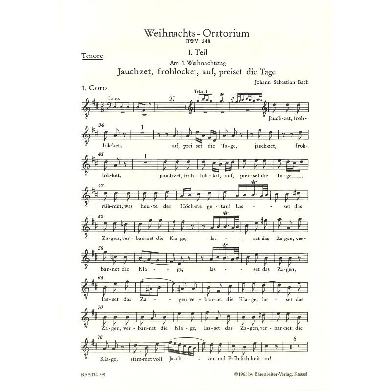 Titelbild für BA 5014-98 - Weihnachtsoratorium BWV 248