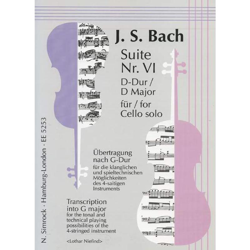 Titelbild für EE 5253 - SUITE 6 G-DUR BWV 1012 (VC D-DU