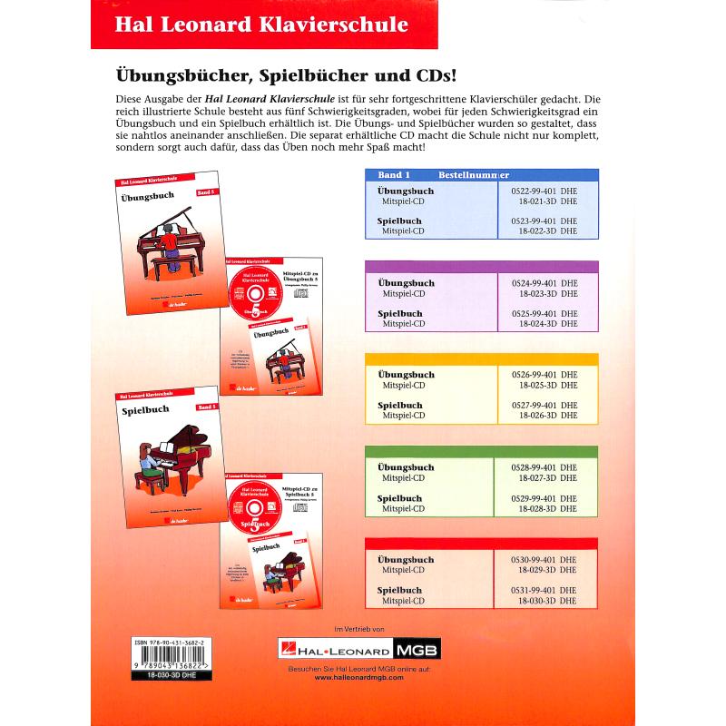 Notenbild für HASKE -DHE18030 - SPIELBUCH 5 HAL LEONARD KLAVIERSCHULE - CD