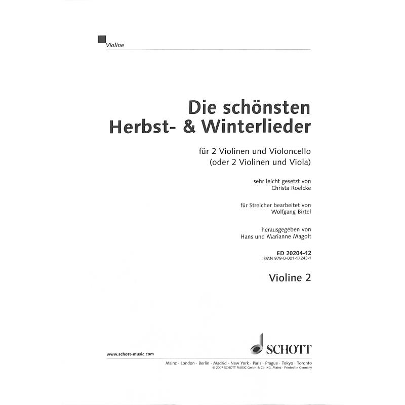 Titelbild für ED 20204-12 - DIE SCHOENSTEN HERBST + WINTERLIEDER