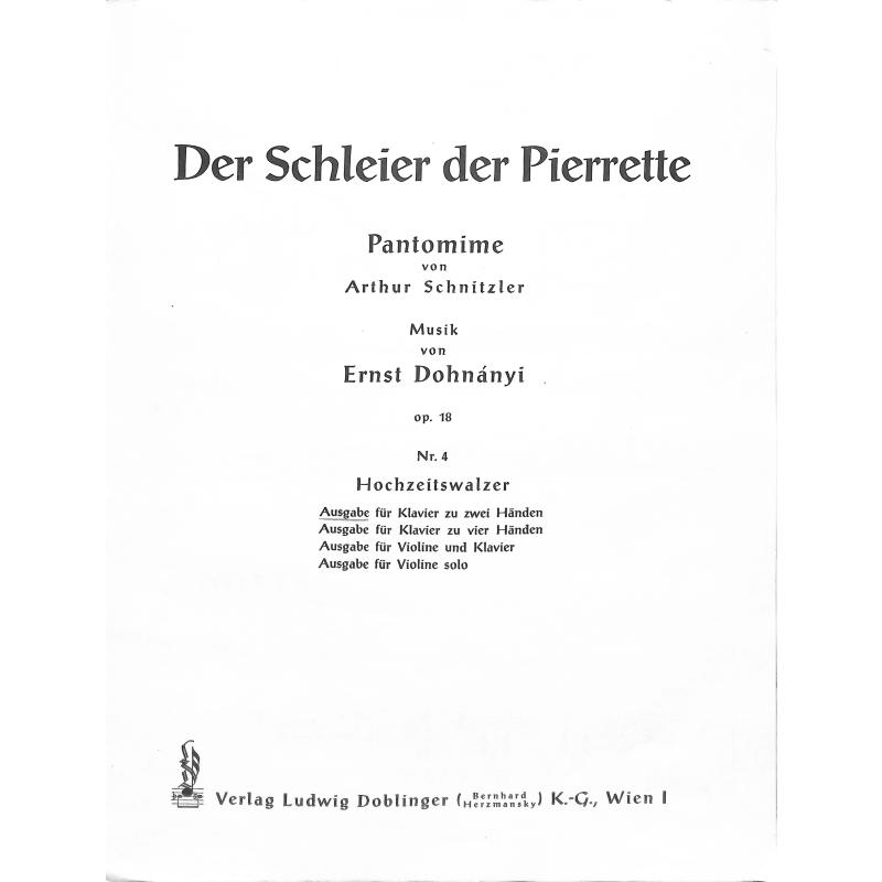 Titelbild für DO 01550 - HOCHZEITSWALZER OP 18/4A