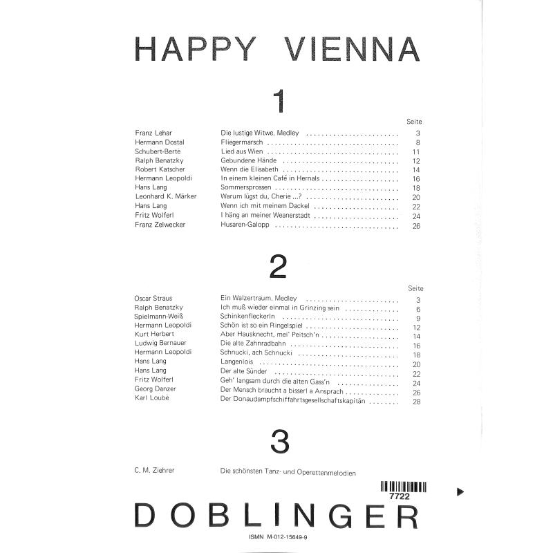 Notenbild für DO 82201 - HAPPY VIENNA 1 (WELTBERUEHMTE MELODIEN AUS WIEN)