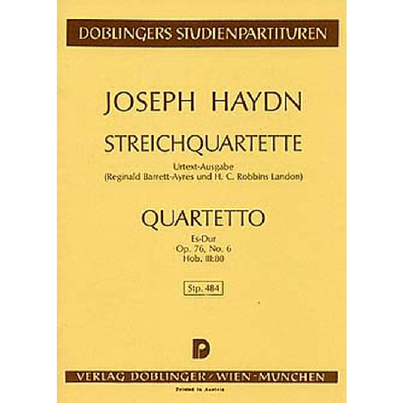 Titelbild für STP 484 - QUARTETT ES-DUR OP 76/6 HOB 3:80