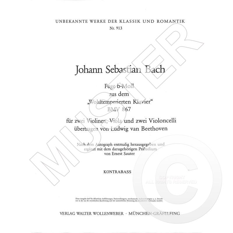 Titelbild für WW 913-KB - FUGE B-MOLL (WOHLTEMPERIERTES KLAVIER BWV 867)