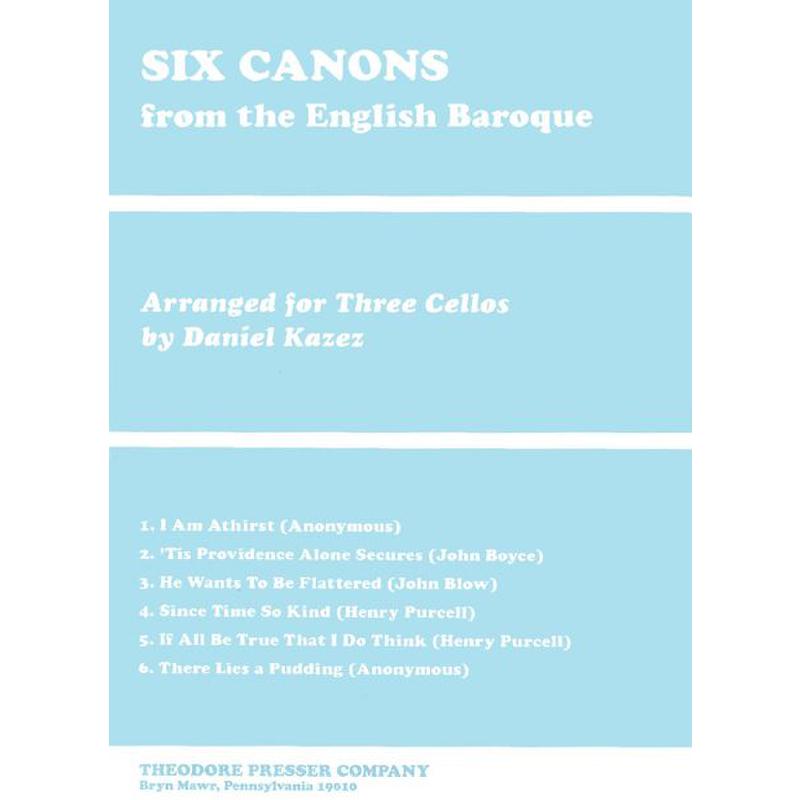 Titelbild für PRESSER 114-40628 - 6 CANONS FROM THE ENGLISH BAROQUE
