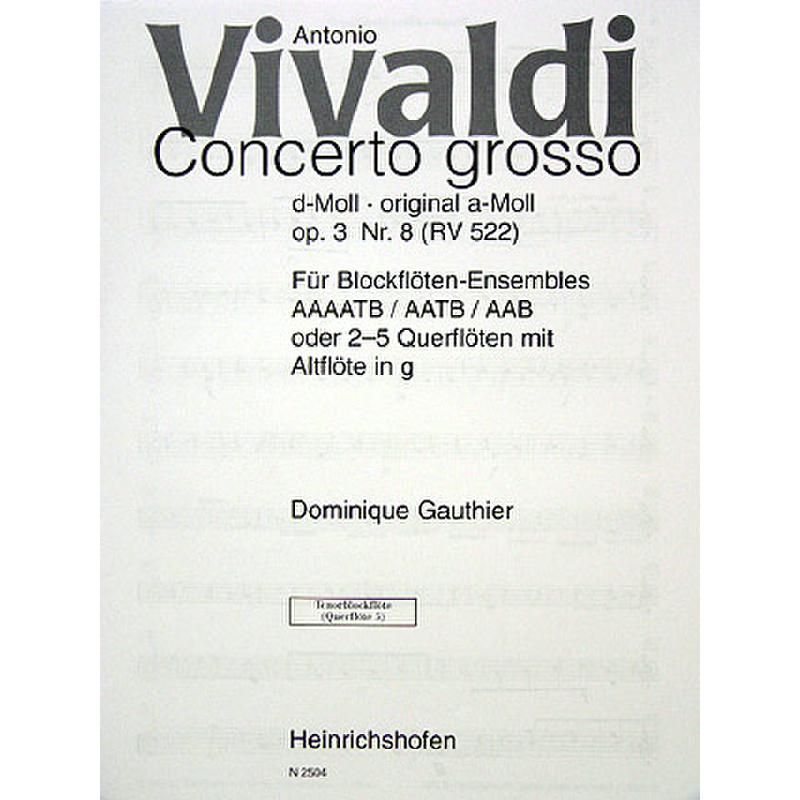 Titelbild für N 2504-TBFL - CONCERTO GROSSO D-MOLL OP 3/8 RV 522