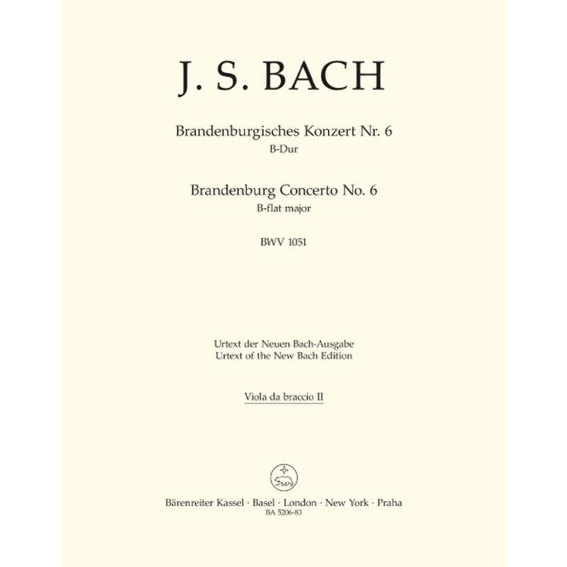 Titelbild für BA 5206-83 - BRANDENBURGISCHES KONZERT 6 B-DUR BWV 1051