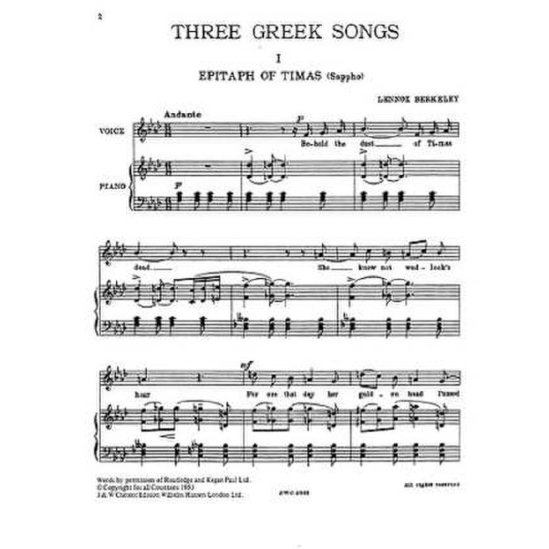 Titelbild für CH 04053 - 3 GREEK SONGS OP 38