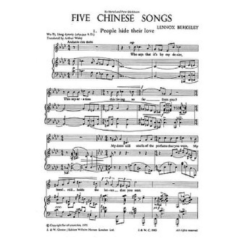 Titelbild für CH 08903 - 5 CHINESE SONGE OP 78