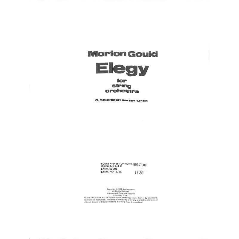 Titelbild für GS 34708 - ELEGY FOR STRING ORCHESTRA