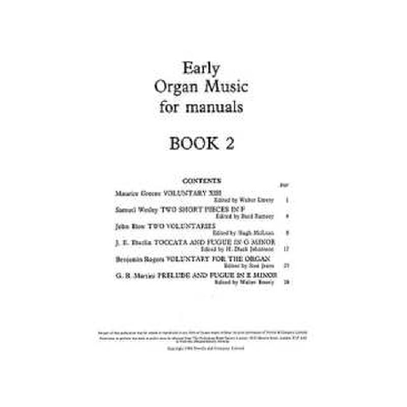 Titelbild für MSNOV 10184 - EARLY ORGAN MUSIC FOR MANUALS BOOK 2