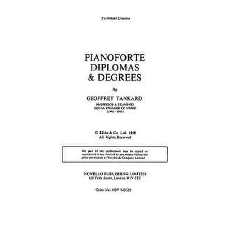 Titelbild für MSNOV 262521 - PIANO DIPLOMAS AND DEGREES