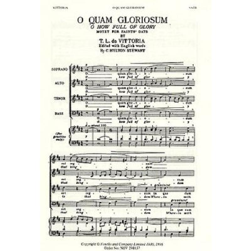 Titelbild für MSNOV 290137 - O QUAM GLORIOSUM