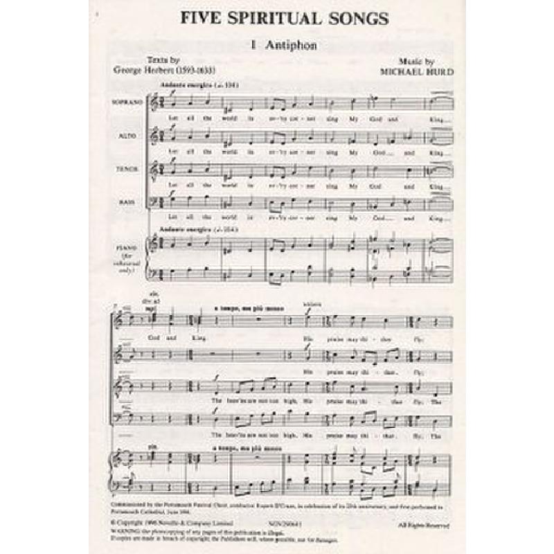 Titelbild für MSNOV 290681 - 5 SPIRITUAL SONGS