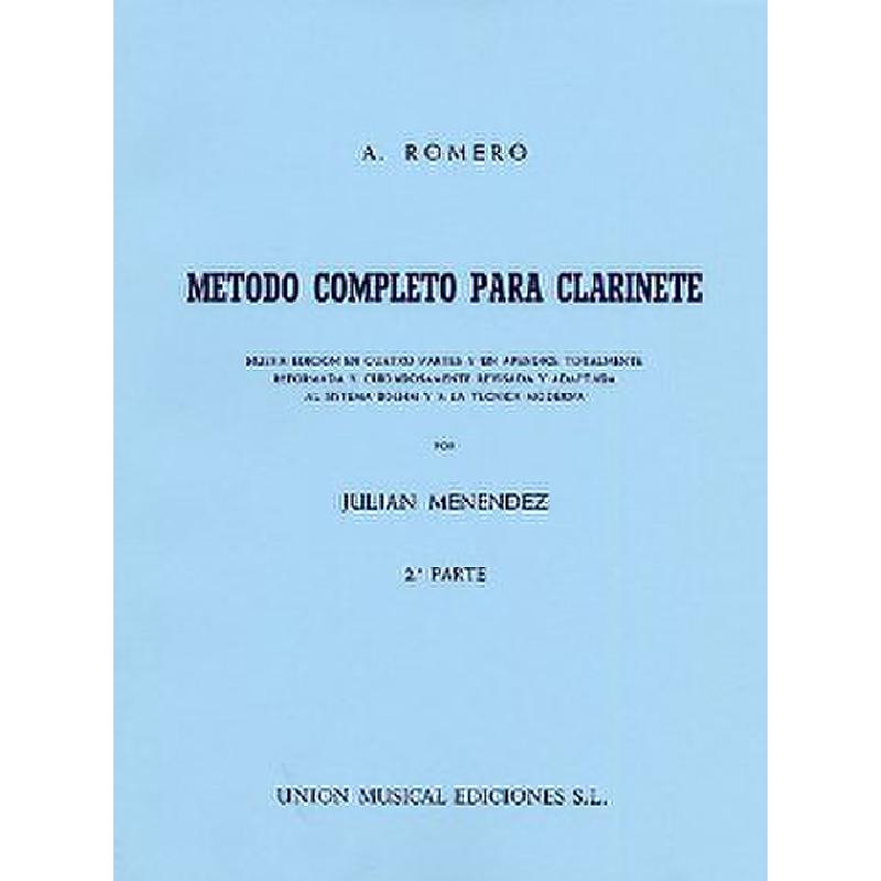 Titelbild für UME 19454 - METODO COMPLETO PARA CLARINETE  PART 2