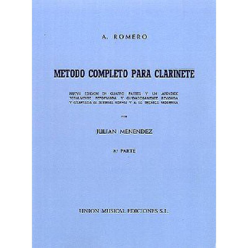 Titelbild für UME 19458 - METODO COMPLETO PARA CLARINETE  PART 3