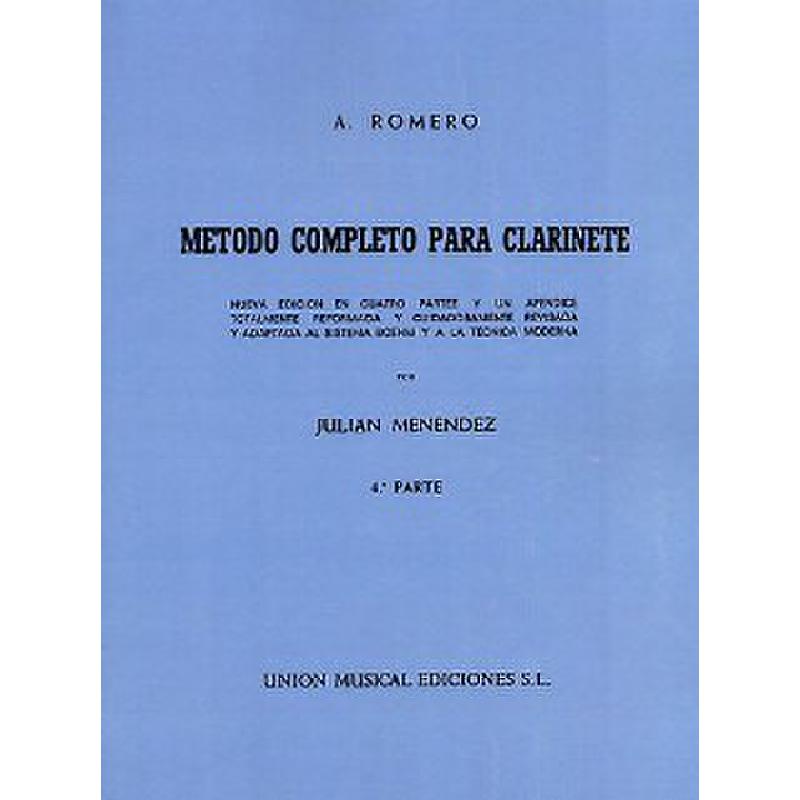 Titelbild für UME 19459 - METODO COMPLETO PARA CLARINETE  PART 4