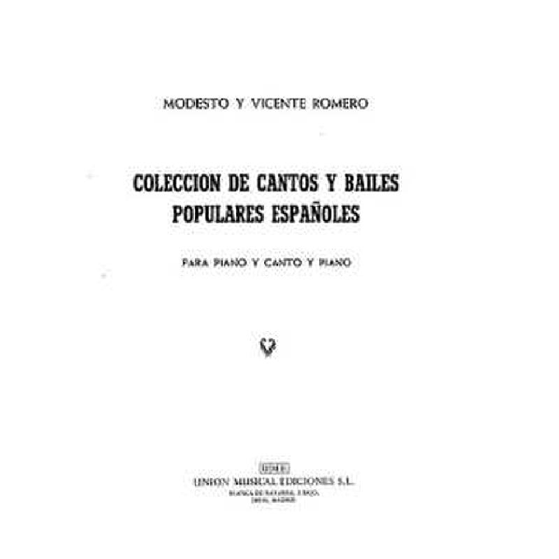 Titelbild für UMP 20345 - COLECCION DE CANTOS Y BAILES POPULARES ESPANOLES VOL 1