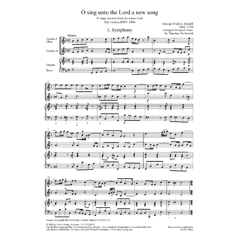 Notenbild für CARUS 55249-50 - O SING UNTO THE LORD A NEW SONG / O SINGET UNSERM GOTT EIN NEUES