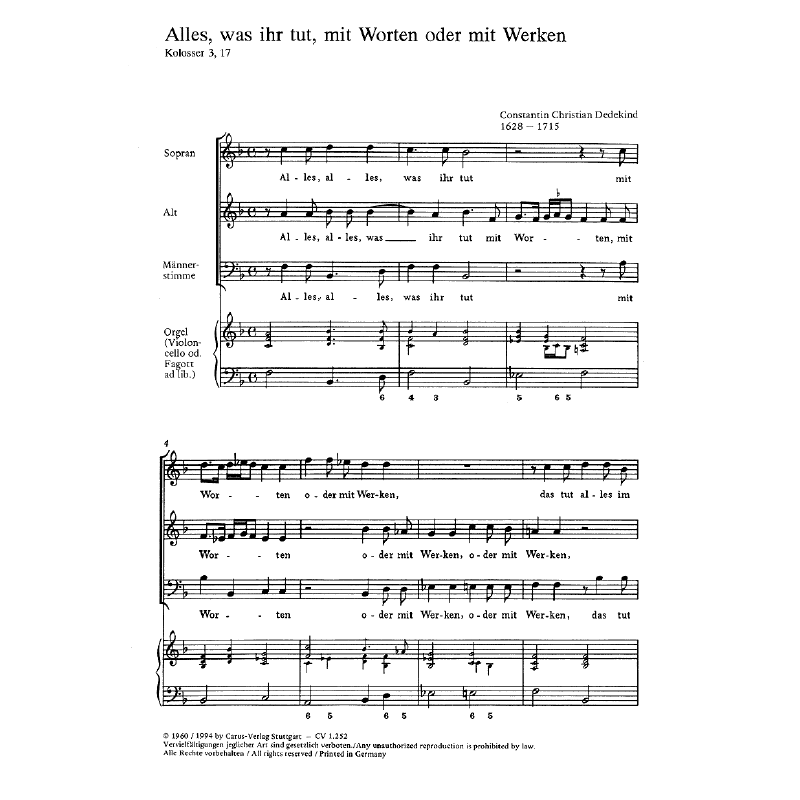 Titelbild für CARUS 1252-00 - ALLES WAS IHR TUT MIT WORTEN ODER MIT WERKEN