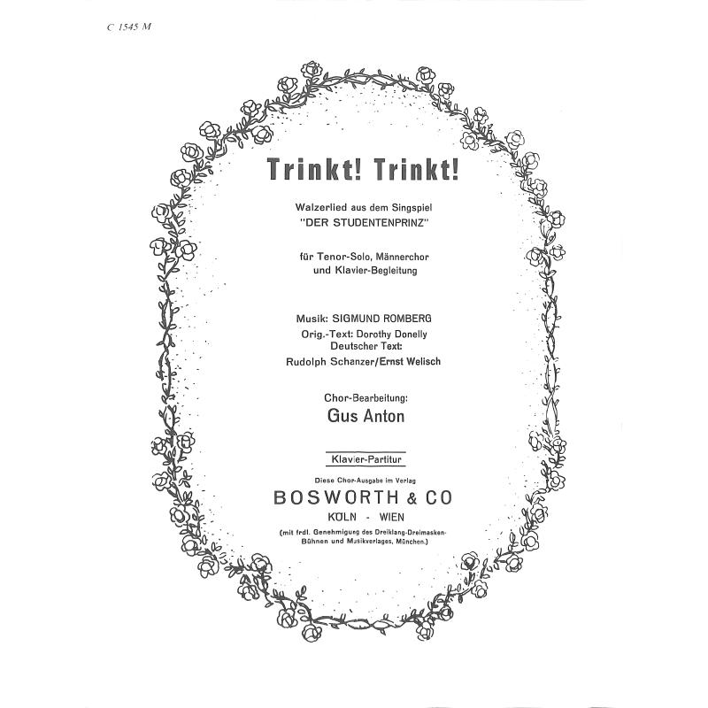 Titelbild für BOE -C1545M-KLAV - TRINKT TRINKT (AUS DER STUDENTENPRINZ)
