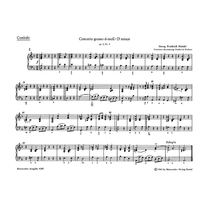 Titelbild für BA 4205-68 - Concerto grosso d-moll op 3/5 HWV 316