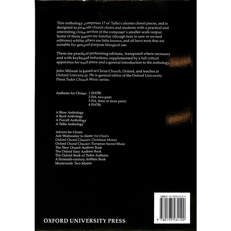 Notenbild für ISBN 0-19-353410-X - A TALLIS ANTHOLOGY - 17 ANTHEMS + MOTETS