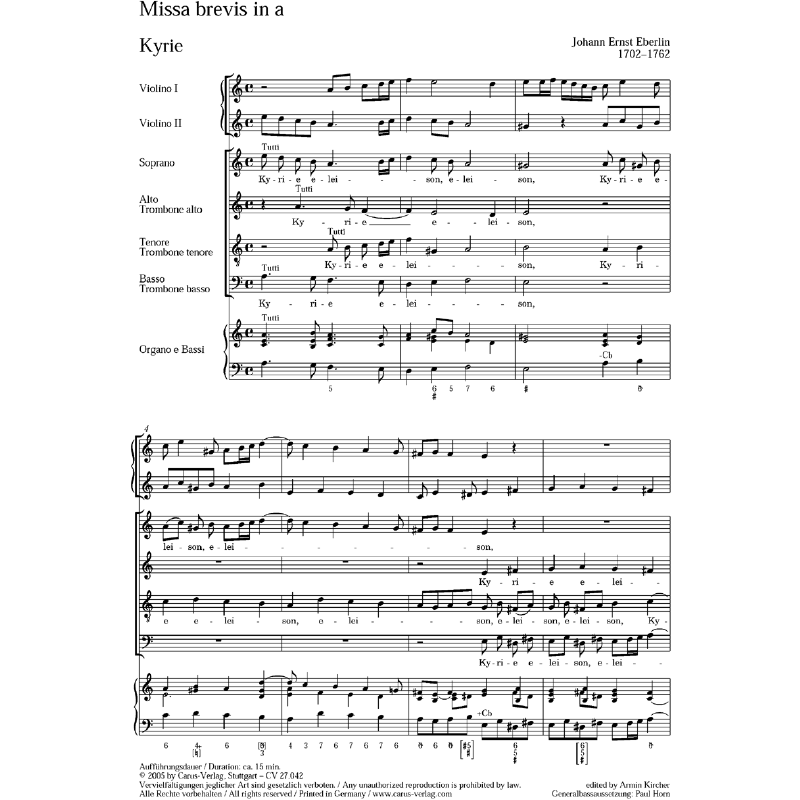 Notenbild für CARUS 27042-00 - MISSA BREVIS A-MOLL