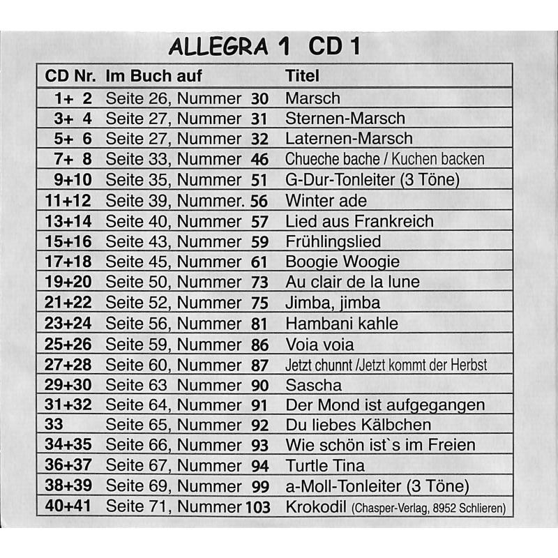 Notenbild für CLAIRE 101-CD1 - ALLEGRA 1