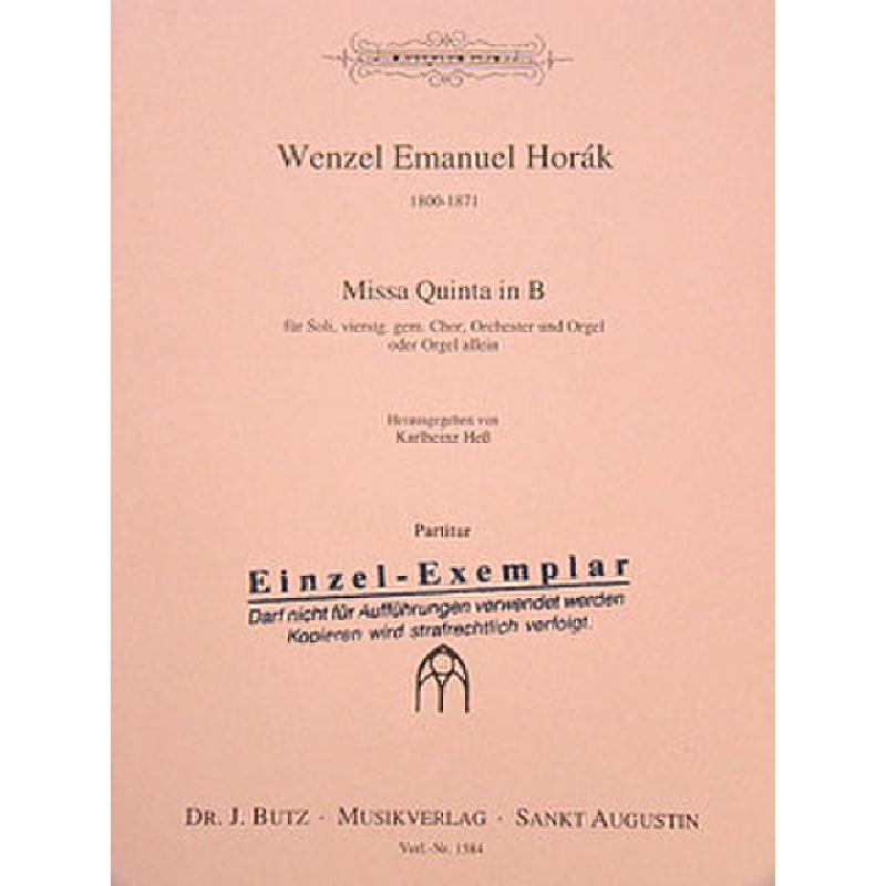Titelbild für BUTZ 1584 - MISSA QUINTA B-DUR