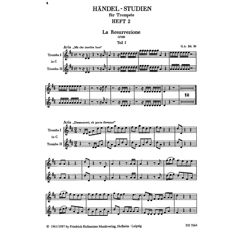 Notenbild für FH 7064 - HAENDEL STUDIEN 2