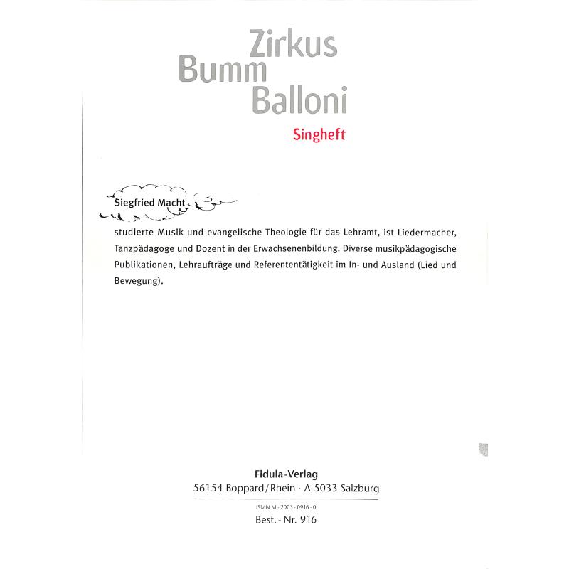 Notenbild für FIDULA 916 - ZIRKUS BUMM BALLONI
