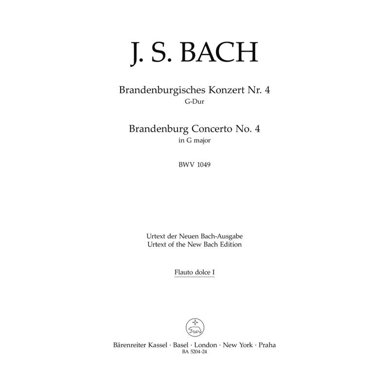 Titelbild für BA 5204-24 - Brandenburgisches Konzert 4 G-Dur BWV 1049