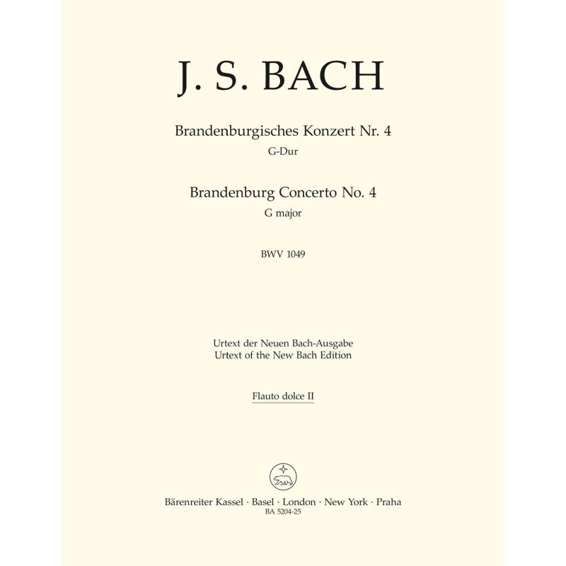Titelbild für BA 5204-25 - Brandenburgisches Konzert 4 G-Dur BWV 1049
