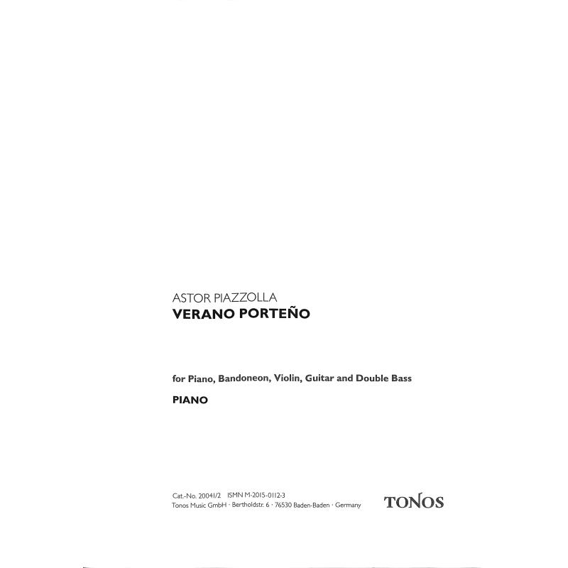 Titelbild für TONOS 20041-2 - VERANO PORTENO